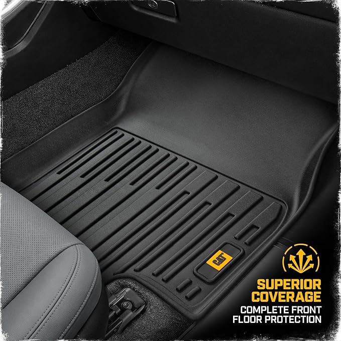 CAT® JustFit™ 3D All Weather Floor Mats for Toyota Highlander 2020-2026, Custom Fit Heavy Duty Rubber Car Mats Full Set for 7 Seater (Not for Hybrid)