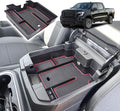 RUNROAD Center Console Organizer Tray Compatible with 2019-2022 Chevy Silverado 1500/GMC Sierra 1500 and 20-23 Silverado/Sierra 2500HD/3500HD Accessories, Full Console with Bucket Seats ONLY, Red