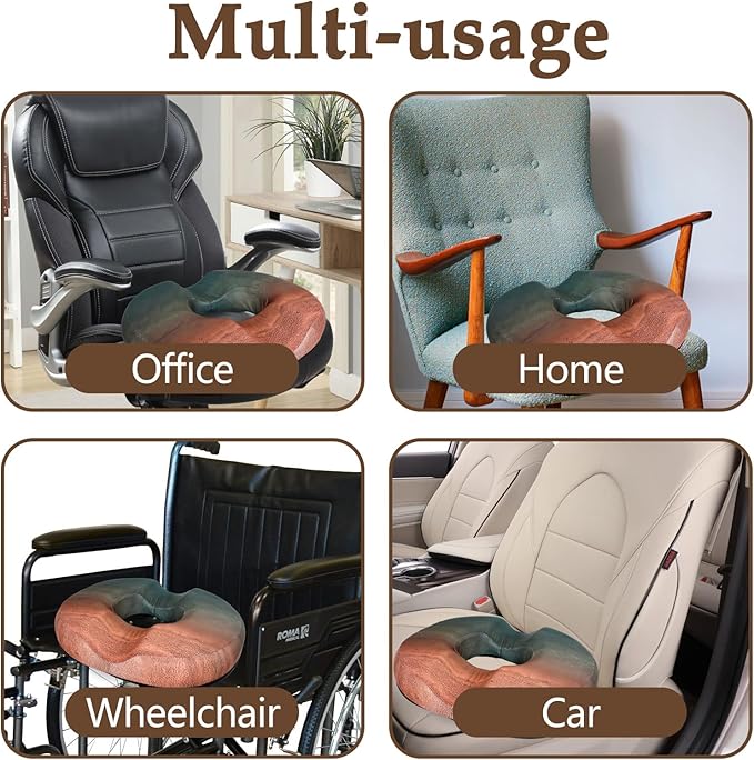 Donut Pillow for Hemorrhoids Seat Cushion for Tailbone Pain Relief - Home Office Chair Cushion for Long Sitting Work - Memory Foam Car Seat Cushions for Driving Butt Pain Pressure