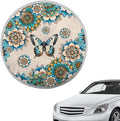 Washable Steering Wheel Sunshade Cover Bohemian Flower Butterfly Pattern Cooling Steering Wheel Sun Block 17"x17" Steering Wheel Covers Universal Fit Truck Van Car SUV