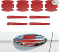 8PCS Car Door Handle Scratch Protectors, Car Door Handle Sticker, Carbon Fiber Anti-Scratches Auto Bowl Protectors, Waterproof Cup Paint Guard Protective Films for Most Vehicles (Red 8PCS)