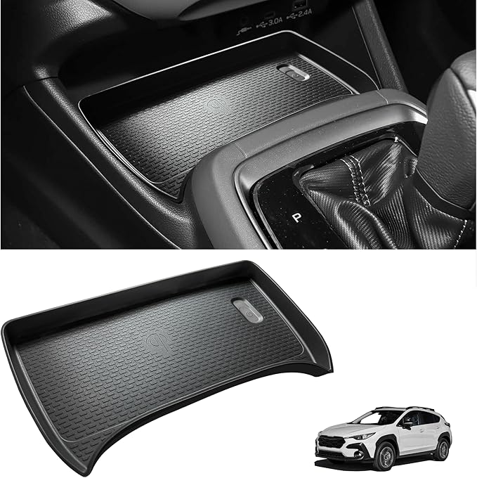 Wireless Charging Protective Mat for Subaru Crosstrek/Impreza 2026 2025 2024 Accessories Center Console Wireless Charger Anti-Slip Cover Pad Heat Insulation Silicone Waterproof Easy to Clean Black
