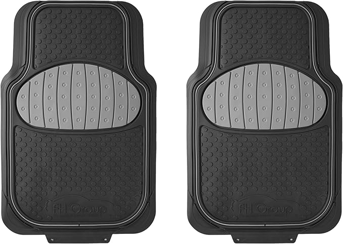 FH Group Car Floor Mats - Heavy-Duty Rubber Floor Mats for Cars, Universal Fit Full Set, Trimmable Automotive Floor Mats, ClimaProof Floor Mats For Most Sedan, SUV, Truck Floor Mats Gray