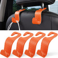 LivTee Car Purse Hook, 4 Pack Universal Auto Seat Headrest Hook Hangers Organizer for Coats, Umbrellas, Groceries - Carbon Fiber Orange