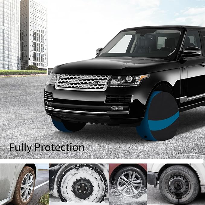 JURMON Tire Covers 4 Pack,Tough Tire Wheel Protector for Jeep, Camper, SUV, Travel Trailer,RV, Truck,Universal Outdoor Waterproof Anti-UV Snow Sun Rain Tire Covers Set Fits Tire Diameters 36-39 Inches