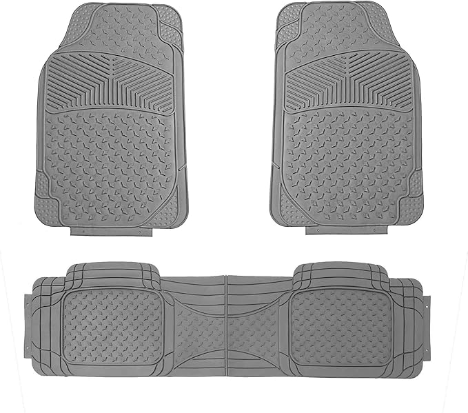 FH Group Car Floor Mats - Heavy-Duty Rubber Floor Mats for Cars, Universal Fit Full Set, Trimmable Automotive Floor Mats, ClimaProof Floor Mats For Most Sedan, SUV, Truck Floor Mats Gray