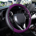 SEG Direct Steering Wheel Cover for 14.5-15 inch Wheels, Breathable PU Leather with Perforated Sides, Anti-Slip Grip, Universal Fit for Cars & SUVs, Black and Dawn Purple