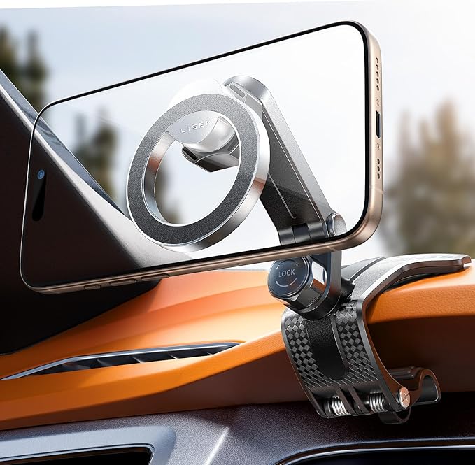 LISEN for iPhone 17 Air for Magsafe 360 Degree Car Phone Holder, Dashboard Holder, Magnetic Holders for Car Dash, Clip Cell Cars Holders for Your Rearview Mirror for iPhone 17 Pro Max 16 15 14 Kits