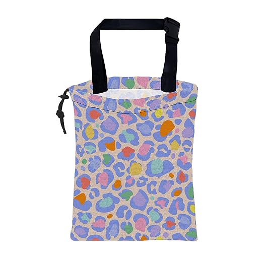 KXWQTRDD Car Garbage Bag Rainbow Colorful Leopard Drawstring Car Trash Bag Hanging for Back Seat with Adjustable Buckle Canvas Vehicle Trash Can Easy-to-Install