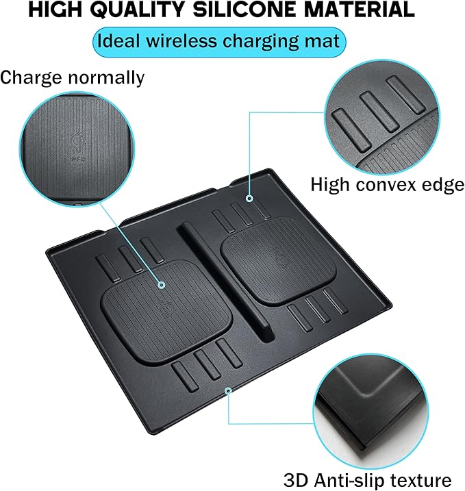 Cup Holder Insert & Wireless Charging Mat for Hyundai Santa Fe 2026 2025 2024 Accessories Center Console Cup Holder Organizer Non-Slip Wireless Charger Cover Protective Pad 2PCS for 2024 Santa Fe