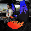 Oramclsy Flame Car Front Seat Covers Set with Armrest Pad All Season PU Breathable Seat Belt Pad Universal Fit Most Truck SUVs