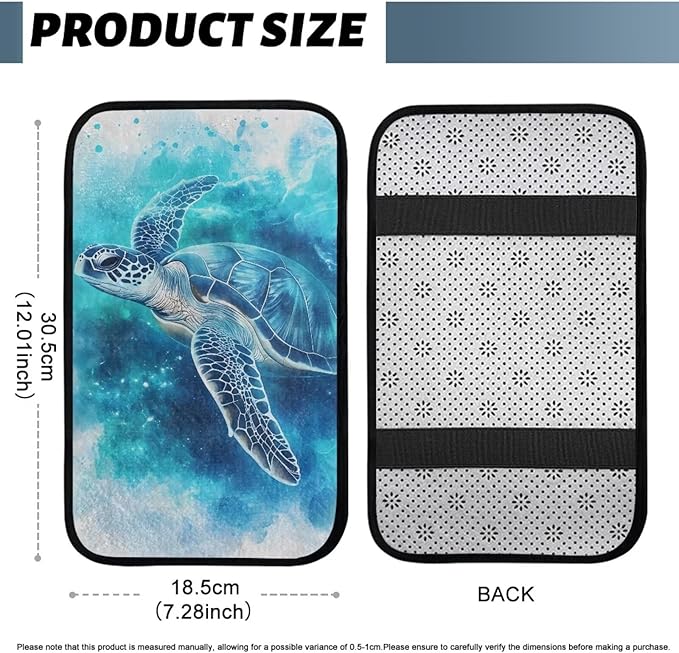 Bulopur Blue Turtle Car Console Covers Armrest Console Cover Flannel Warmth Car Center Console Cover Accessories Protect from Pet Claws Universal Car Interior Accessories Decoration