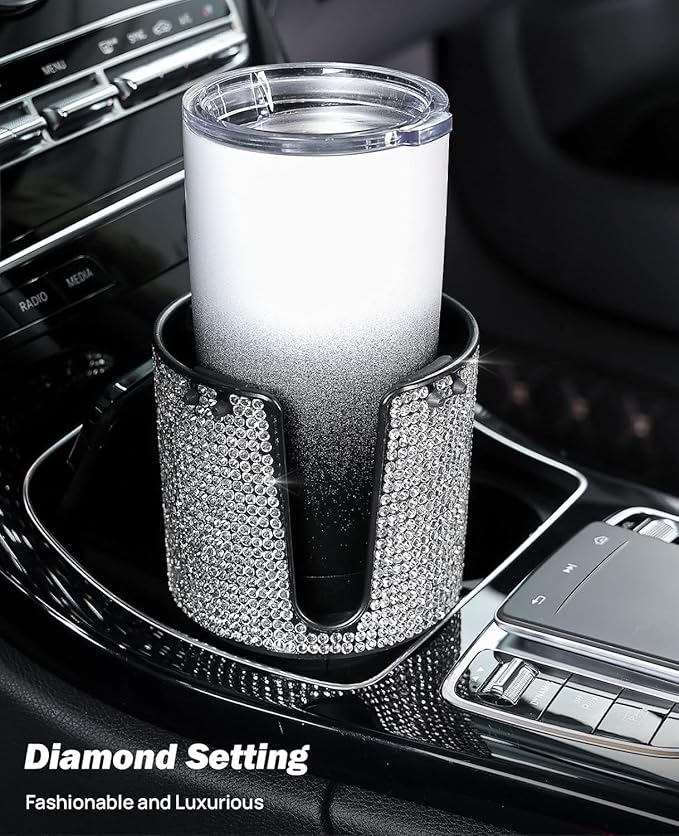 JOYTUTUS Bling Cup Holder Expander for Car, Stable Car Cup Holder Expander for YETI, Hydro Flask, Fit 18-40 oz Bottles and Mugs