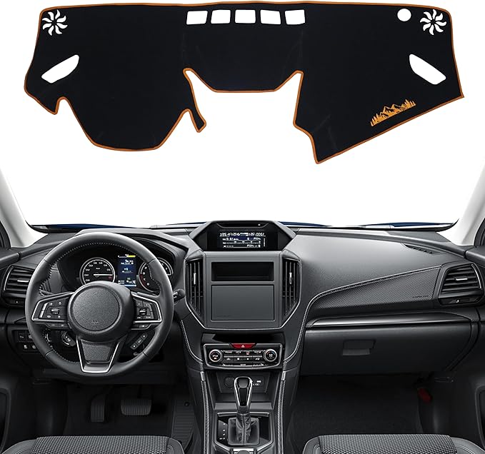 Dash Cover for Subaru Forester Accessories 2019-2022 2023 2024 Dashboard Cover Mat Pad UV Rays Reflection Carpet Protector Sunshield Custom Fit Foldable Interior Decoration, Orange Trim