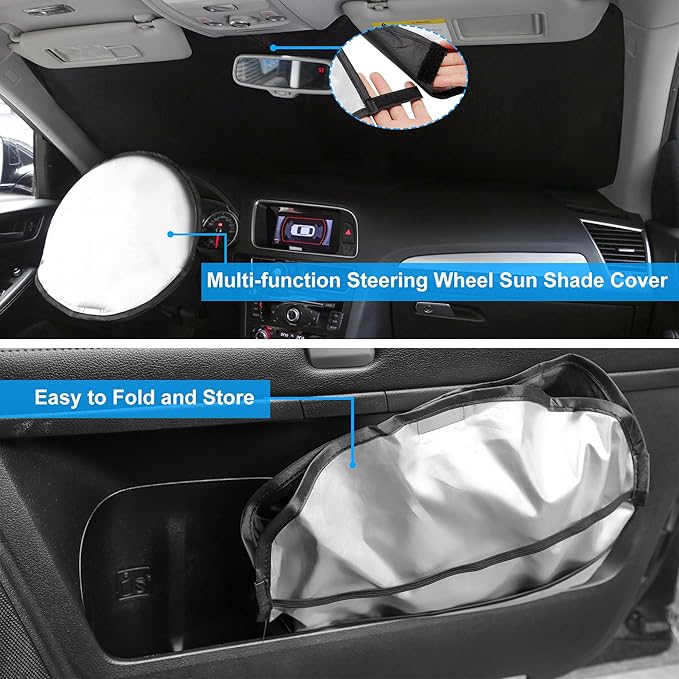 Windshield Sun Shade Compatible with 2022 2023 2024 2025 2026 Ford Maverick Hybrid XL XLT Lariat Truck Accessories Protect Car from Sun Rays & Heat Damage