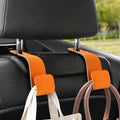 Romiona Leather Car Purse Hooks with Larger Strap Holder Purse Hook Purse Holder for car car seat Back Hooks Automotive seat Back Organizer headrest Hooks for Bags and Purse (Orange, 2pcs)