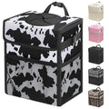 Capolo Car Trash Can with Lid, Leakproof Car Trash Bag Hanging Waterproof Automotive Garbage Can with Storage Pockets Mini Vehicle Trash Bin for Back/Front Seat(Cow Print,2.5 Gallon)