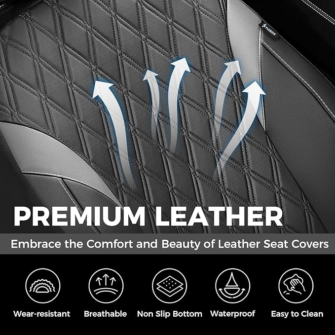 FLORICH Seat Covers, Car Seat Covers Full Set, Waterproof Leather Car Seat Protector, Front and Rear Seat Covers for Cars, Automotive Seat Covers Universal Fit for Most Cars SUV Truck