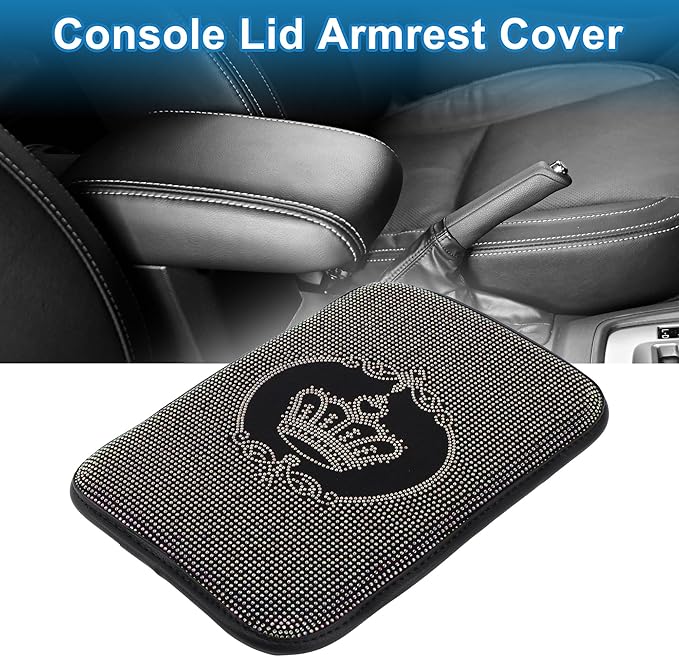 Car Armrest Cushion Pad Non-slip 12.20"x8.66" Suede Black Center Console Lid