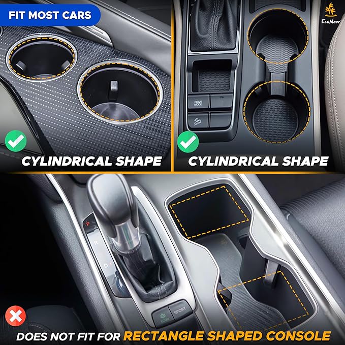 Econour Car Cup Holder Expander | Fits with Hydro Flasks, Yeti, Nalgene & Large Water Bottle (32 40 oz) | Phone Holder - Adjustable Automotive cupholder Extender for car with Expandable Base | Black