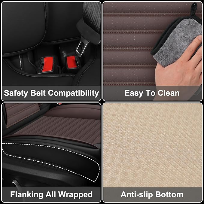 ARTIBY Seat Covers Custom Fit for Mitsubishi Outlander 2004-2025, Standard Waterproof Car Seat Cover, Breathable and Comfortable Leather Cushion Cover, Auto Interior Accessories (Black Brown)