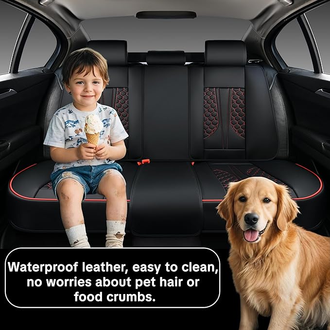 Wertigen Black Car Seat Covers Full Set,Waterproof Leather Car Seat Covers,Suitable for suvs, sedans, and Pickup Trucks