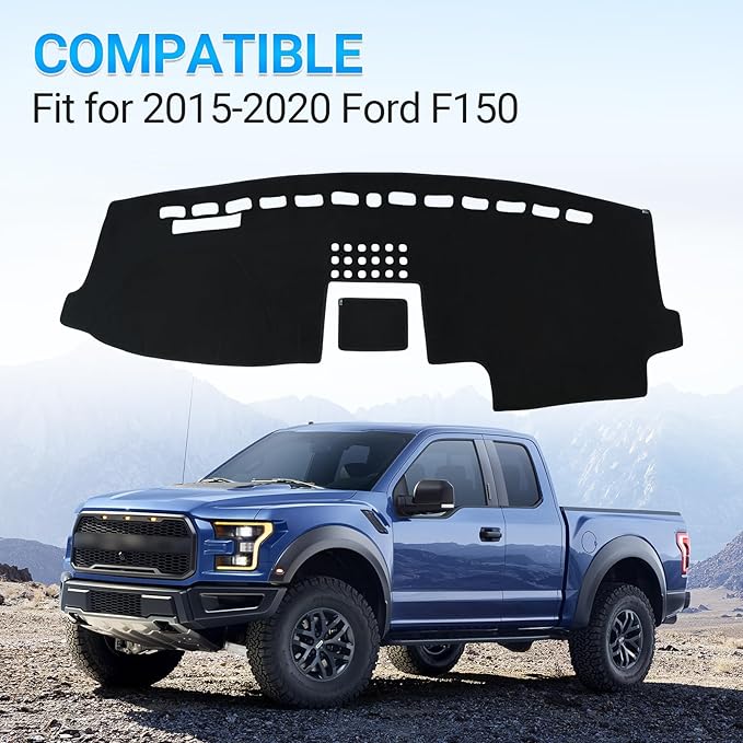 Dashboard Cover Dash Mat Compatible with 2015 2016 2017 2018 2019 2020 Ford F150 Dash Covers Interior Dash Board Accessories Protecter Cover