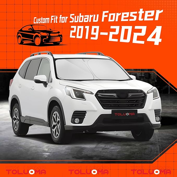 Toluoma Custom Fit Windshield Sun Shade for Suba-ru Forester 2019-2024 - Full Coverage, 210T Reflective Fabric, Double-Layer Design - Blocks 99% UV Rays, Keeps Car Cool, Easy to Install and Store