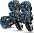 5-Pack USB C Car Charger,Ancekoy 4 Ports 65W Fast Charging Type C Car Charger with USB-C & USB-A, PD 3.0/QC 3.0 Cigarette Lighter Adapter for iPhone 17/16/15/14/13, Galaxy S25/S24 Ultra