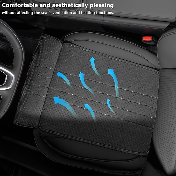 Car Seat Extender Leg Extender Support Cushion for Driver Seats Office Chair, Leather Auto Bottom Seat Protector Cover with Leg Extender, Car Seat Cushion Legs Rest Pads, Black