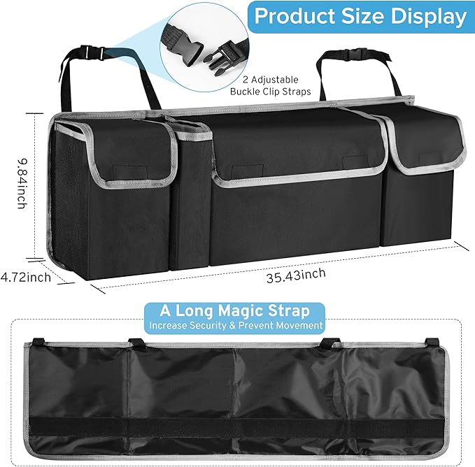 Car Trunk Organizer Storage Bag for Jeep Wrangler JL JK Grand Cherokee/Cherokee Grand Wagoneer/Wagoneer Renegade Compass Trailhawk Limited SUV accessories, Hanging Collapsible Backseat Bag