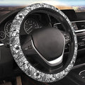 Hawaiian Polynesian Tribal Tatoo Car Steering Wheel Cover for Women Men 14-15 Inch Stretch Cloth Anti-Slip Wrap Protector Case Fit Universal Auto Accessories Decor Sweat Absorption