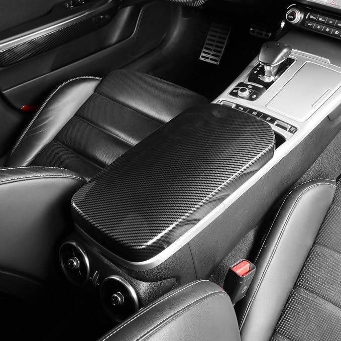 Carbon Fiber Style ABS Car Central Console Armrest Cover Armrest Cushion Cover Center Console Box Pad Compatible with Kia Stinger 2017-2024 Accessories