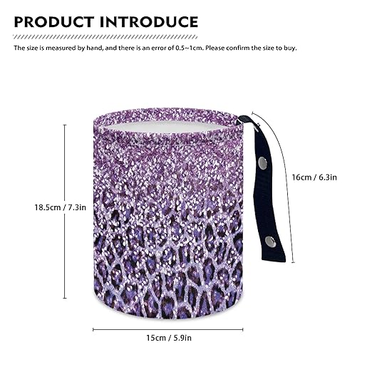 Car Trash Can with Hanging for Back Seat, Car Accessories for Women Men Automotive Garbage Cans Vehicle Trash Can for Truck SUVBling Purple Leopard Print