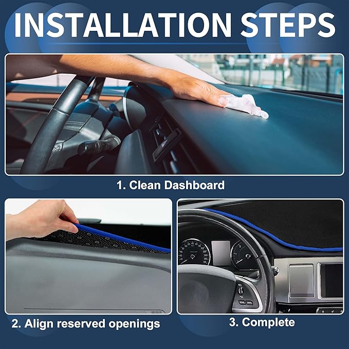 Dash Cover, Center Console Non-Slip Dashboard Carpet Mat for Toyota Camry 2002-2006 Flannel Black Blue,1Pc