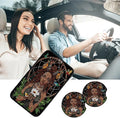 Car Armrest Cover Pads Universal Fashion Cute Auto Center Console Armrest Cover Pad with 2PCS Car Coasters Soft Waterproof Car Armrest Seat Protector for Women, African American Girl
