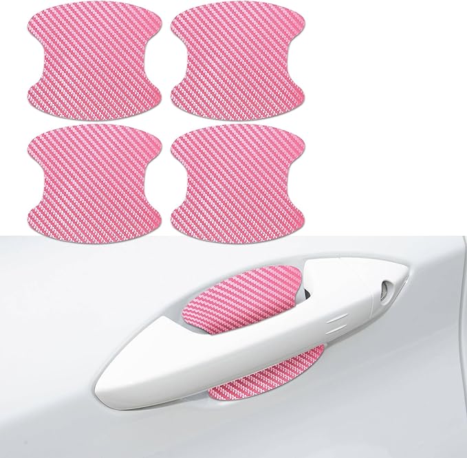 4PCS Car Door Handle Cup Scratch Protectors, Carbon Fiber Anti-Scratches Car Door Cup Protector, Universal Door Handle Protective Film, Car Door Handle Paint Cover Guard Pad for Most Car Handles