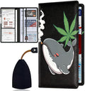 Car Registration and Insurance Card Holder for Women Men, Waterproof PU Leather Glove Box Car Organizer with Magnetic Shut, Vehicle Document Holder for Driver License,Cards, Cartoon Whale Smoking