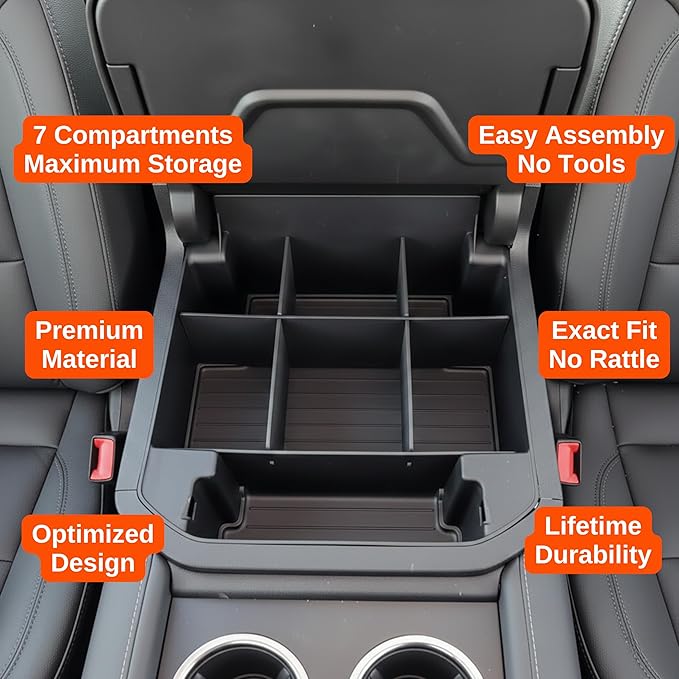 Vehicle OCD – Center Console Organizer for Chevy Suburban/Chevy Tahoe/GMC Yukon/GMC Yukon XL (2021-2026) (for Power Sliding Console ONLY) – Made in USA – SLX195