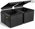 MIKKUPPA Car Trunk Organizer - 35L Collapsible Trunk Organizer with Lid, Sturdy Car Storage for SUV Auto Truck Van (Black, 2Pack)