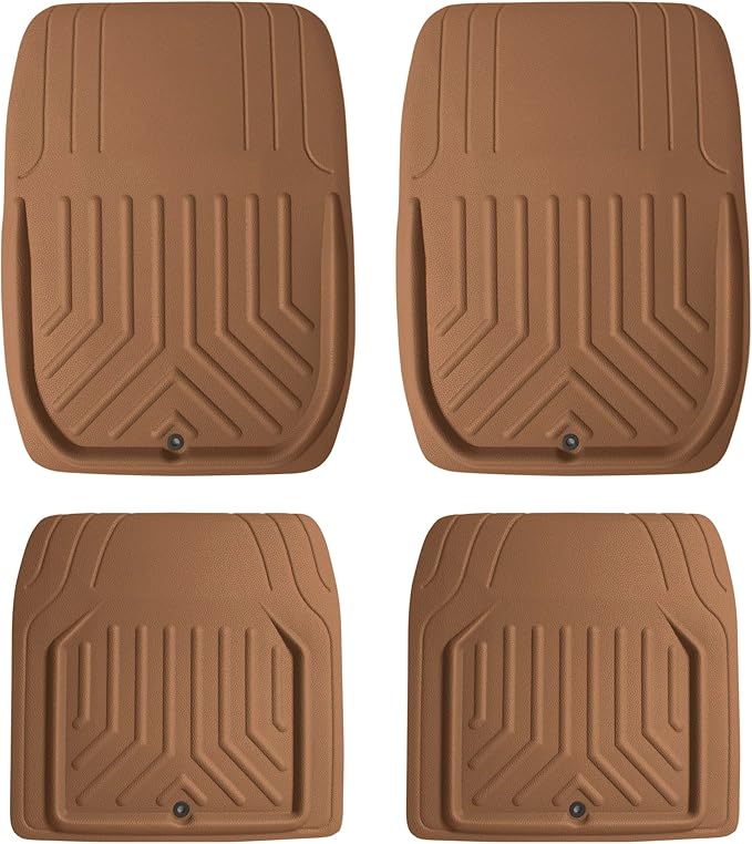 FH Group Faux Leather Deep Dish Car Floor Mats, Universal Fit, Trim-to-Fit, Brown