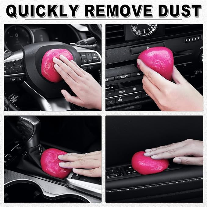 SINGARO Car Cleaning Kit, Universal Car Interior Cleaning Gel and Detailing Brush, Car Putty with 2 Soft Brush Accessories, Car Slime and Dust Brush, Cleaner Gifts for Men Women