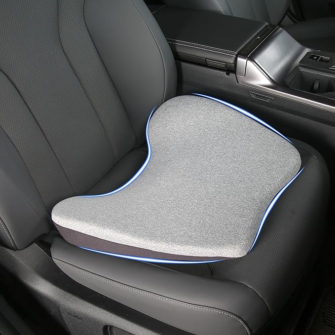 Car Seat Cushion, 2 in 1 Car Seat Cushion or Lumbar Support, Ergonomic Memory Foam Seat Cushions for Car Truck Sedan Home Office, Grey
