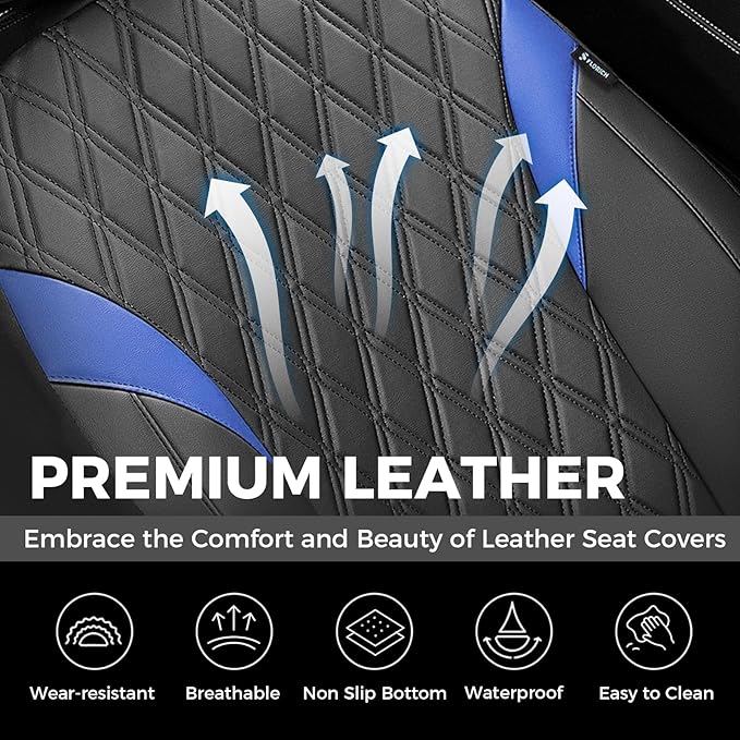 FLORICH Car Seat Covers Full Set, Leather Seat Covers for Cars, Car Seat Protector Waterproof, Universal Automotive Seat Covers Breathable, Front and Rear Car Seat Cover Fit for Most Sedans SUV Truck