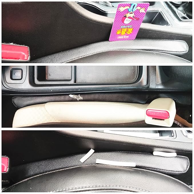 LIBRALUX Leather Seat Gap Filler, No Drop Seat Guard Universal for Car SUV, Truck to Fill The Gap Between Seat and Console Black Crevice Plug Drop Blocker Stopper Catcher 2 Pack LB
