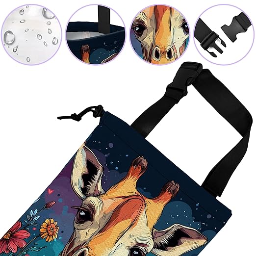 UUCBTAH Car Trash Bag Hanging Cute Giraffe Flowers Car Trash Can for Back Seat Waterproof Car Trash Bin with Adjustable Straps and Drawstring for Car Accessories Vehicle Travelling Camping