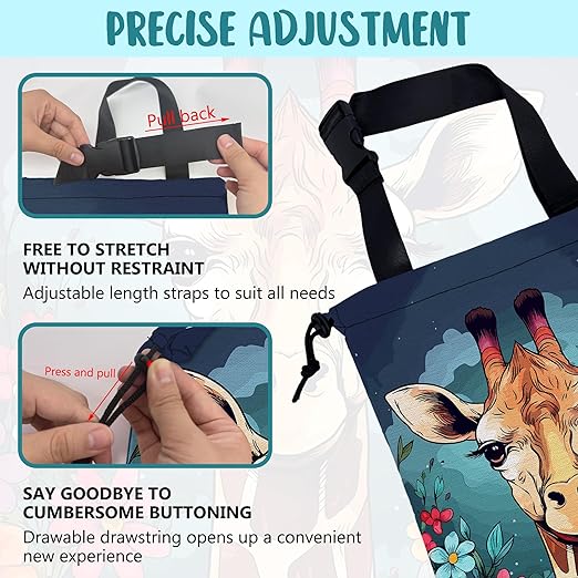 KXWQTRDD Car Garbage Bag Giraffe and Colorful Flowers Drawstring Car Trash Bag Hanging for Back Seat with Adjustable Buckle Canvas Vehicle Trash Can Easy-to-Install