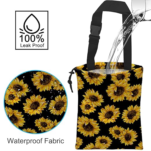 ghatobty Car Trash Bag Sunflower Car Garbage Bag Hanging Car Trash Can for Back Seat with Drawstring