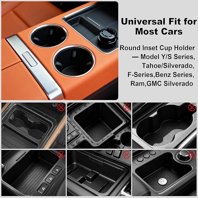 Car Table Tray & Laptop Desk for Car, 360° Rotating Wood Cup Holder Table, Aluminum Cantilever Laptop Mount for Vehicle, Steering Wheel Tray (Black)