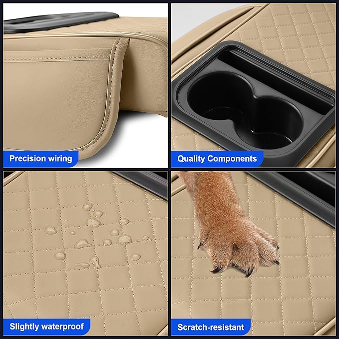 NUWQICD Center Console Cover Leather Armrest Cover Fit for Nissan Altima 1993-2025 Middle Console Cushion with Storage Box&Cup Holder & Phone Slot(Beige)